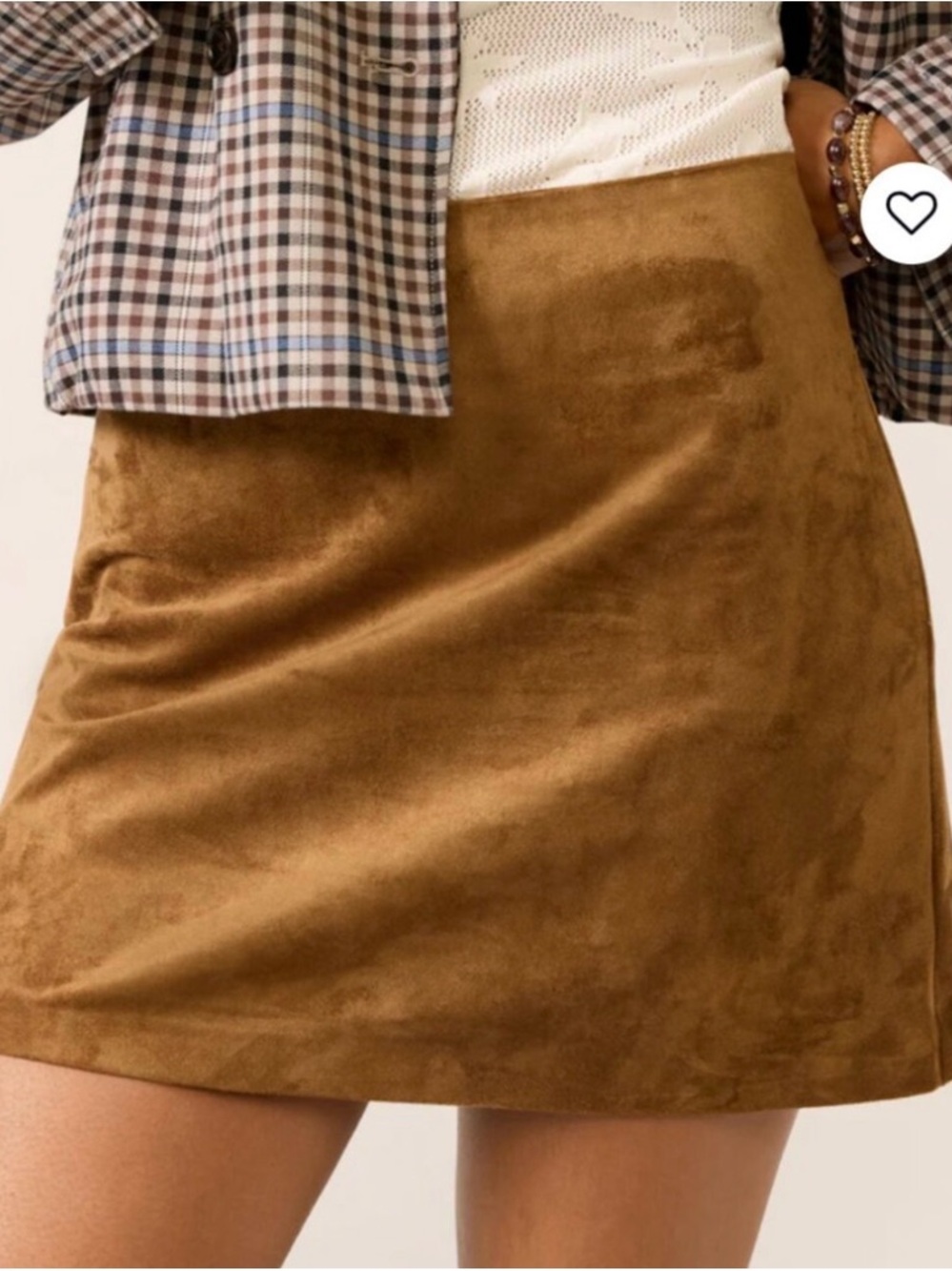Z Supply Camel Suede-Look Mini Skirt